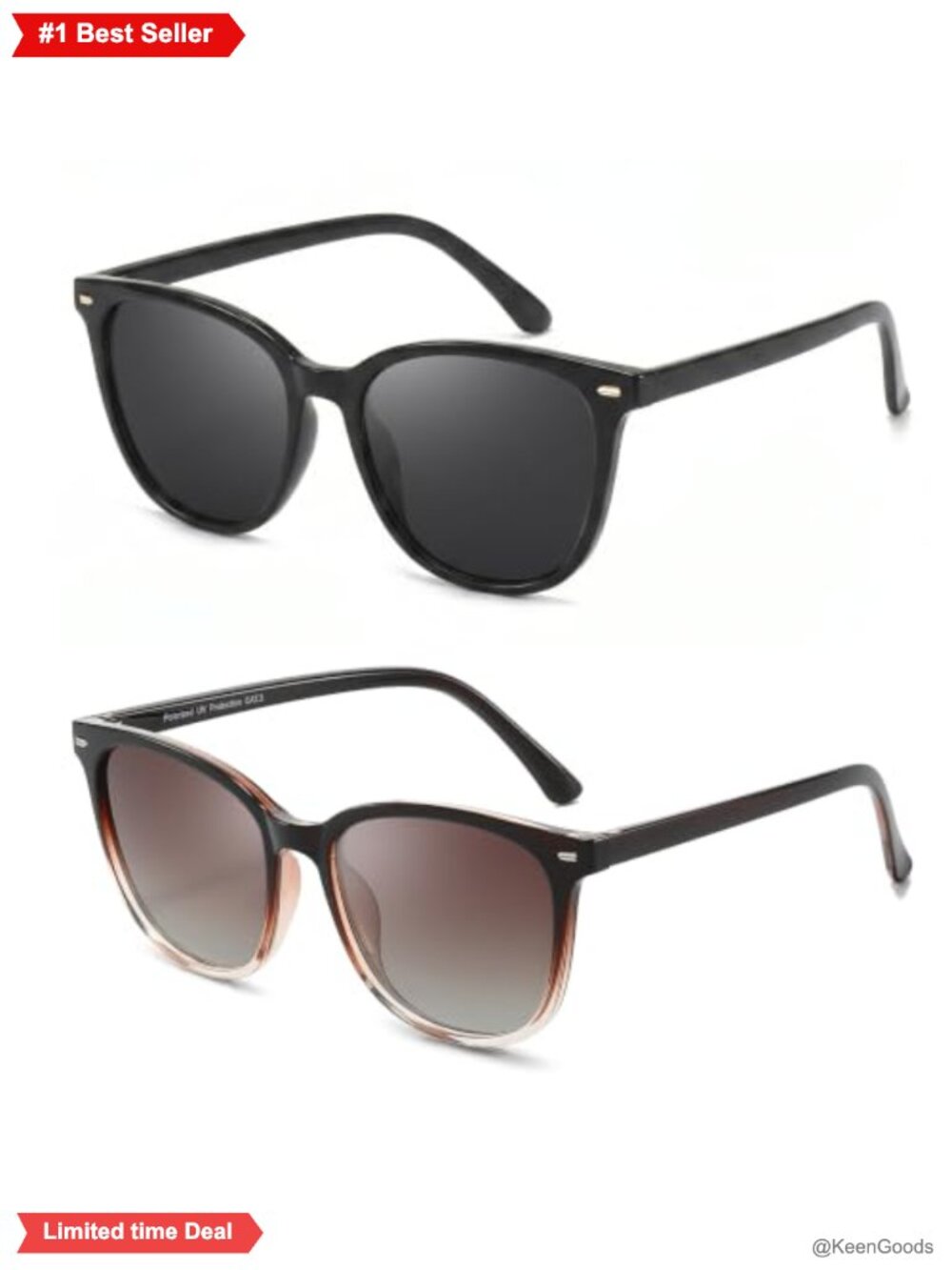 Polarized Square Sunglasses UV400 2PC Women